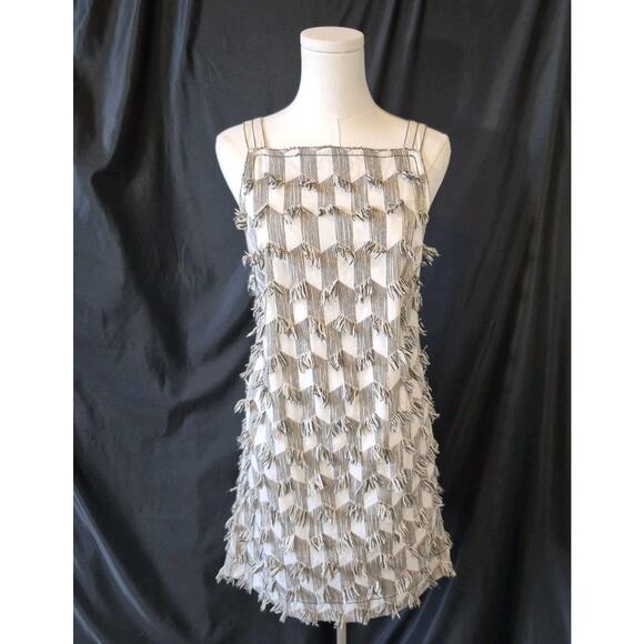 Anthropologie Womens Tan Beige Fringe Ladder Back Shift Dress Small - Picture 4 of 9